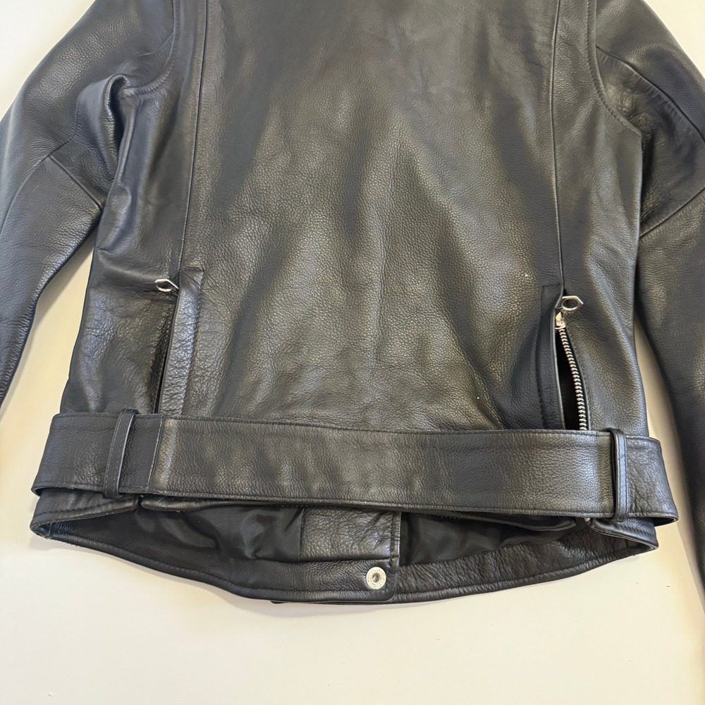Madewell Washed Leather Motorcycle Jacket Black B0648 XS Womens Biker Belted - Picture 12 of 12